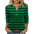 thumbnail image 3 of RongHuan Women's Striped Shirts Casual 3/4 Sleeve T-Shirt Button Up V Neck Henley Shirt Striped Pullover Blouse, 3 of 9