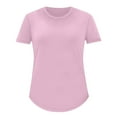 thumbnail image 4 of YFELWZ T-Shirt à Manches Courtes à Col Rond Uni pour Femme Grande Taille Rose TTG, 4 of 4