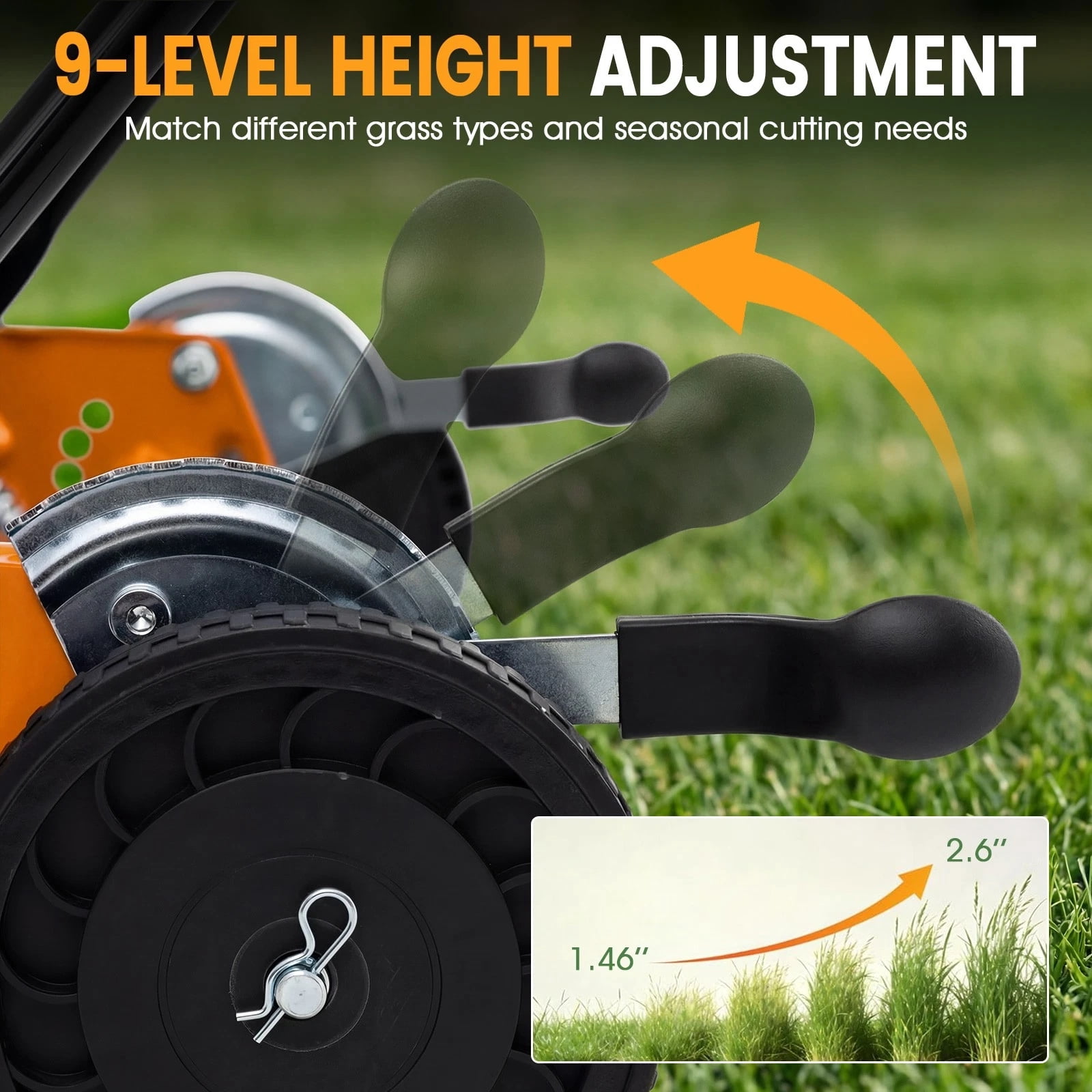 DRAZUNO Push Reel Lawn Mower, 5-Blade Manganese Steel Manual Grass Cutter,Lightweight