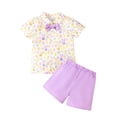 thumbnail image 1 of Odeerbi 1-6 Años Niños Niñas Verano Pascua Trajes Algodón Caballero Traje Formal Vestido de Manga Corta Camisa Cintura Elástica Pantalones Cortos Conjunto de Dos Piezas, 1 of 8