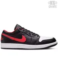 thumbnail image 1 of Ni - ke Air Jordan 1 Low 'White Toe' Black Fire Red Men's Lifestyle Shoes 553558-063, 1 of 5