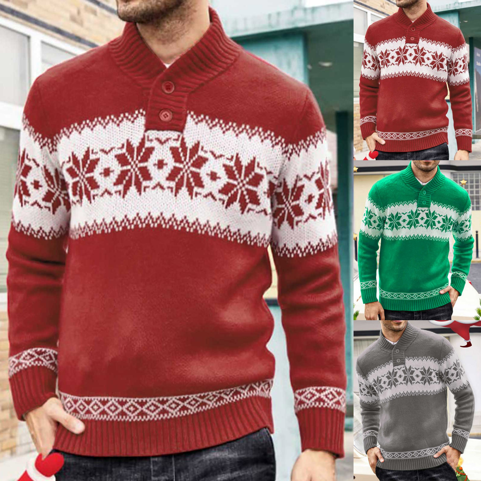 VBXOAE Christmas Sweaters for Men Casual Pullover Christmas Long