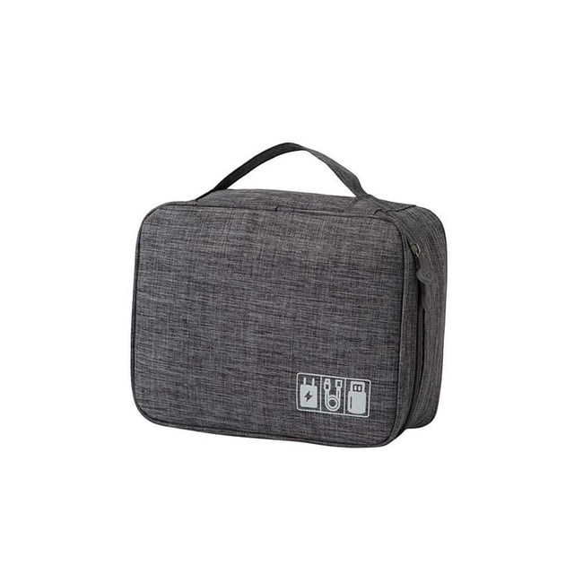 Jumpingount Bolsa de almacenamiento digital Bolsas organizadoras Bolsa de cosméticos de gran capacidad Estuche con cremallera Almacenamiento doméstico Envolturas para manijas de equipaje Gris Jumpingount AP016851-03