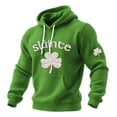 thumbnail image 2 of St Patricks Day Hoodies for Men Irish Shamrock Clover Graphic Waffle Knit Pullover Casual Shirt Holiday Outfit Green 2XL, 2 of 3