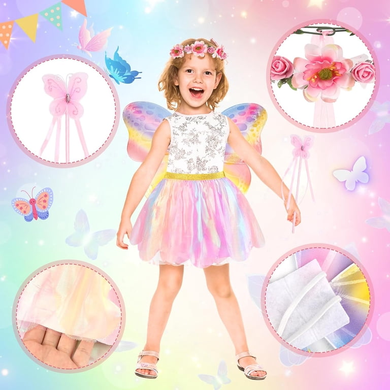 Unicorn Dress Up Fairy Costume for Girls,Tutu Skirt with Fairy Wings  Headband Wands Princess Costumes for Birthday Outfit Christmas Halloween  Costume Gift - Walmart.com