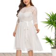 thumbnail image 3 of Femmes Été Robe Cou Manches Courtes Dentelle Mousseline de Soie Grande Taille Robe de Bal Robes de Retour, 3 of 8