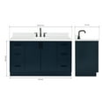 thumbnail image 3 of Ariel Kelly 60 Inch Single Oval Sink Bathroom Vanity With Carrara White Quartz Countertop 1.5 Inch Edge In Midnight Blue, 3 of 12