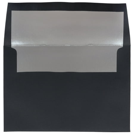 UPC: 0609722707817 | JAM A8 Foil Envelopes  5.5×8.1  25/Pack  Black with Silver Foil