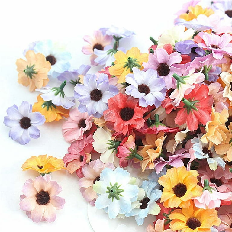  120 Pcs Mini Flowers for Crafts Faux Flowers Heads Artificial  Small Fabric Flowers Daisy Peony Flowers Silk Flower Decorations Garland  DIY Wreath Accessories for Wedding Home Party Decor (Blue Series) 