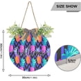 thumbnail image 3 of Welcome Sign with Wreath for Front Door, Rustic Round Hanging Welcome Sign, Wall Housewarming Gift for Home 11.8in, Tropical Pineapple Home Decor, 3 of 7