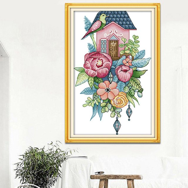Kit de punto de cruz contado y estampado, patrones de costura para principiantes, se describe, 68 × 56 cm, 11 u. 20 x 33cm 14CT Baoblaze Kits de punto de cruz de aves