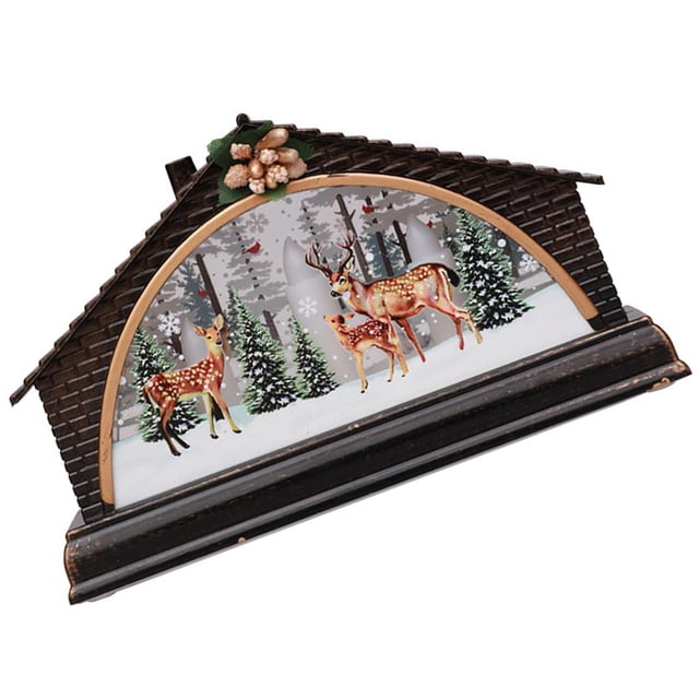 Naiovety Escena de casa de nieve LED de Navidad figuritas de cabina luminosa accesorios de decoración pueblo brillante Patio cocina chimenea estantería Kits de decoración para fiestas No. 4 Naiovety HA041702-04