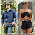 thumbnail image 7 of Western Belt for Women Men Cowboys Cowgirls Carving Leather Country Belts Bullhead Buckles, 7 of 7