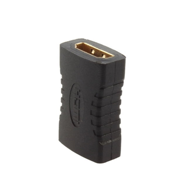 Acoplador HDMI hembra a hembra chapado en oro, adaptador alargador de 3 x 2 x 1,1 cm para HDTV HDCP, negro