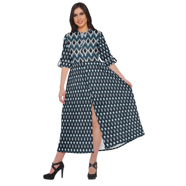Moomaya Kurta Imprimée Tenue d'Été Kurti pour Dames Tunique à Fente avant Hauts pour Femmes
