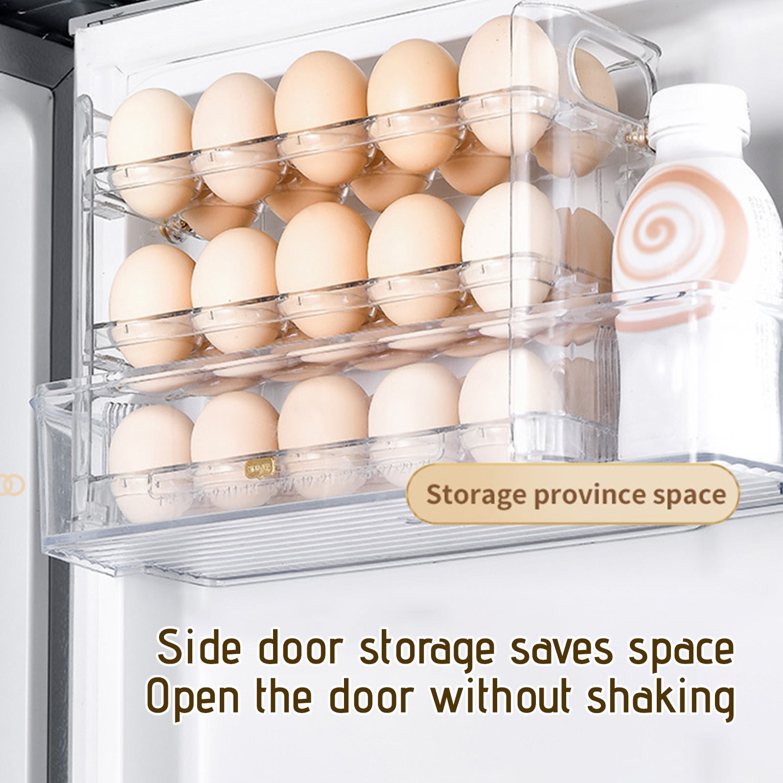 openpig Egg Holder for Fridge, Egg Dispenser for Refrigerator, Countertop, Kitchen, Space-saving Egg Organizer/Storage/Container/Tray, White