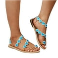 thumbnail image 6 of Wavsuf Flat Sandals for Women Wide Beach Casual Summer Blue Thong Sandals Size 6, 6 of 7
