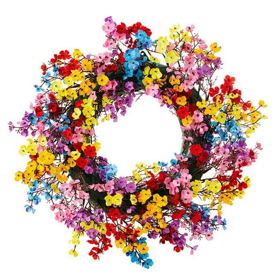 Clearance Items 18" Spring Farmhouse Wreath – Artificial Silk Flower Cottage Decor, Colorful Front Door & Holiday Hanging Decoration
