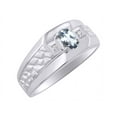 thumbnail image 5 of RYLOS Men's Rings Sterling Silver Classic Nugget 6X4MM Oval Gemstone & Diamond Ring Aquamarine March Birthstone Ring Size 9, 5 of 6