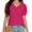 Hotpink, variant on Womens Casual Cropped T Shirts V Neck Swiss Dot Puff Sleeve Crop Tops Summer Loose Basic Tees Tshirts