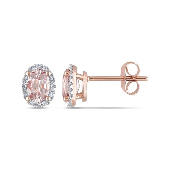 Gem & Harmony 1.00 Carat (Ctw) Morganite & Diamond Earrings in 10K Rose Gold for Women