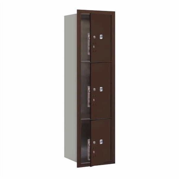 Salsbury Industries Recessed USPS Aluminum 3 Unit 4C Horizontal Parcel Locker