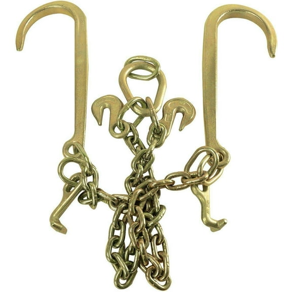 Tow Chain J-Hook 3/8" X 2' V-Type w/ G70 Grab Hook Tractor Car Wrecker Truck Tie
