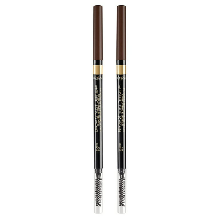 L'Oral Paris Makeup Brow Stylist Definer Waterproof Eyebrow Pencil,  Ultra-Fine Mechanical Pencil, Draws Tiny Brow Hairs & Fills in Sparse Areas  & Gaps, Brunette, 0.003 Ounce (Pack of 2) 
