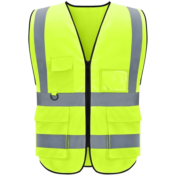 Reflective Vest Class 2 Safety Vests ANSI with 5 Pockets Zipper High Visibility Construction Uniform