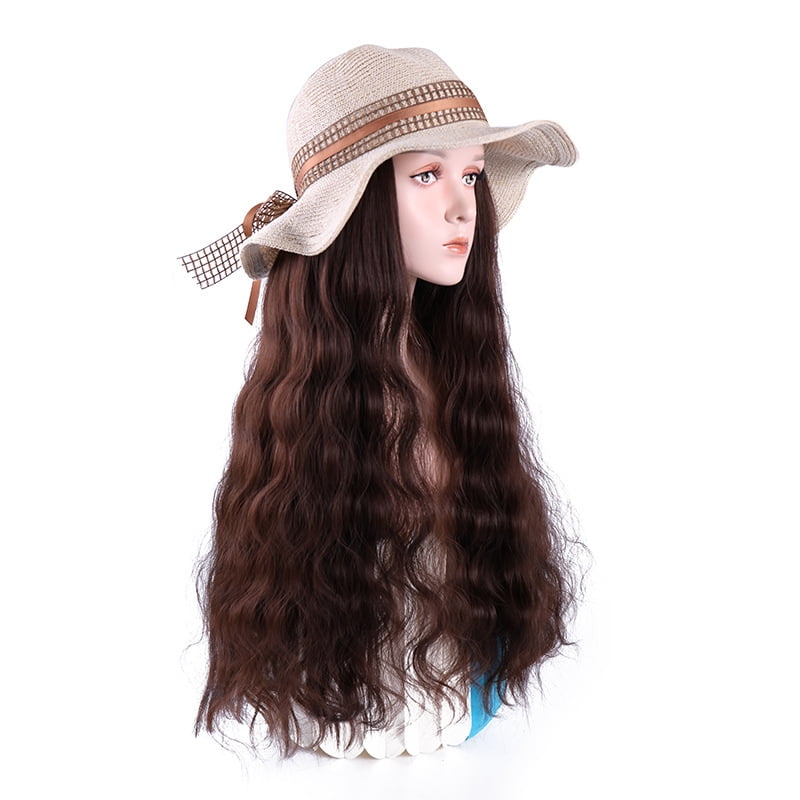 Wig, bucket hat with wig, a female 
