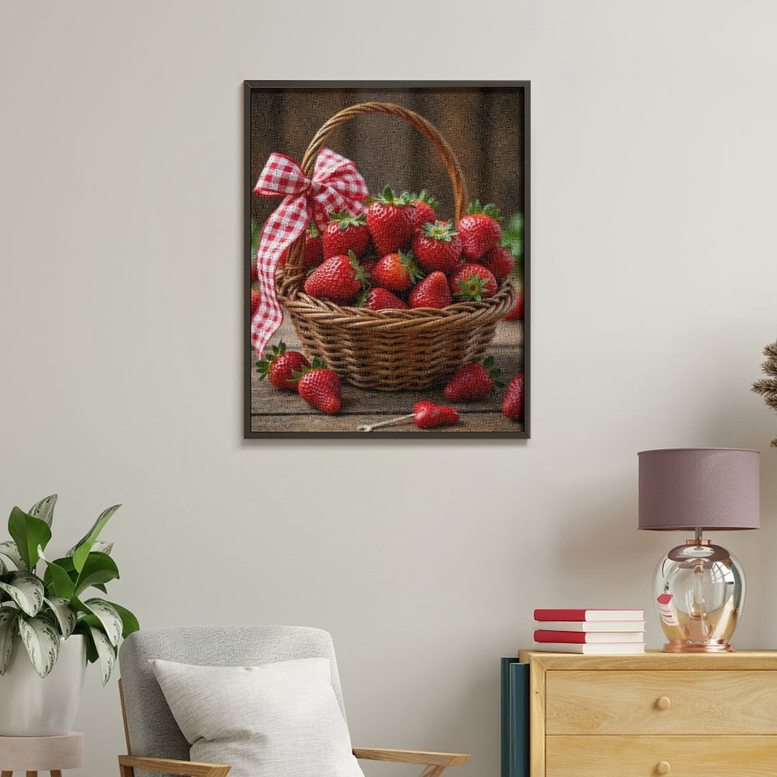 Paint By Numbers Kit for Adults Beginner - DIY Basket Of Fresh Strawberries Canvas Painting Kits for Adults, Frameless Paint By Number for Adults for Home Wall Decor 16x20 Inch