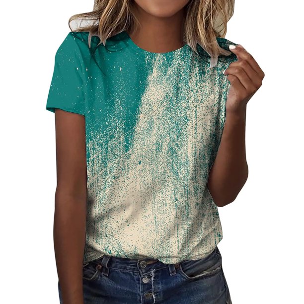 Gibobby Camisetas de verano para mujer Túnica holgada para mujer, camisetas informales verano, camiseta Floral manga corta con cuello redondo, blusa holga(D,XL)