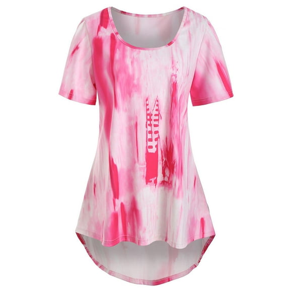 Más el tamaño del tinte del lazo Alto Bajo camiseta Rosegal Camisetas tallas grandes