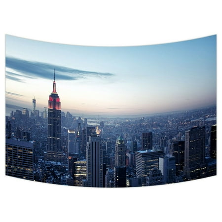 City Hangings - ZKGK New York City Skyline Tapestry Wall Hanging Wall Decor Art for Living Room Bedroom Dorm Cotton Linen Decoration 90x60 Inches