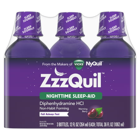 ZzzQuil Nighttime Sleep Aid Liquid by Vicks, Warming Berry Flavor, 36 Fl