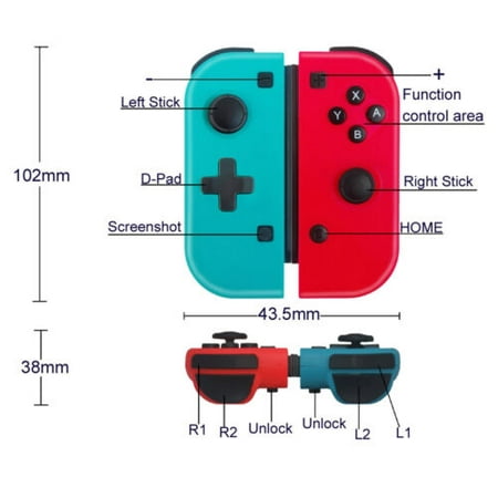 KingFurt Wireless For Joy Con Controllers Left + Right Set Compatible W/ Nintendo Switch