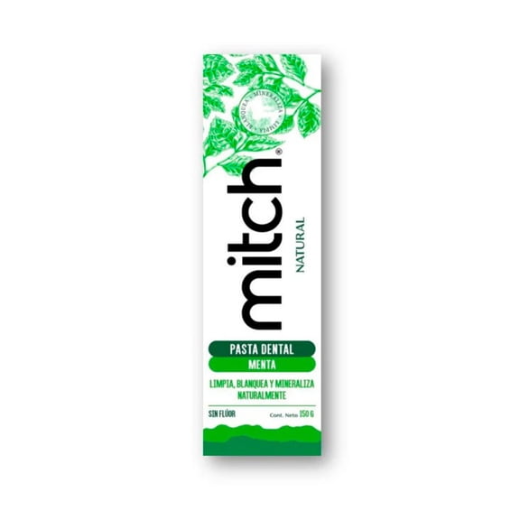 Pasta Dental MITCH Sin Fluor 100% Natural Sabor Menta 150 g