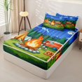 thumbnail image 2 of catabedysis Night Camping Zipper Twin Comforter Sets with Fitted Sheet and 2 Pillowcases,Campfire Camper Print Zipper Bedding Set For Boys,Multicolor,Navy Blue Reversible,4 Pieces, 2 of 7