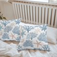 thumbnail image 6 of Light Blue Coral Coastal Throw Pillow Covers 16x16 Inch Set of 2, Summer Beach Starfish Shell Waterproof Outdoor Pillow Covers, Decorative Cushion Pillowcases for Couch, Sofa, Bed, Garden, Patio, 6 of 9