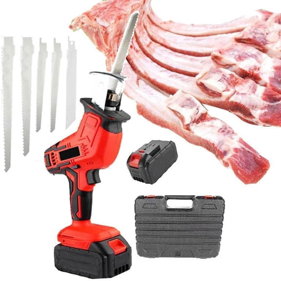 Electric Meat And Bone Saw, Cordless Professional Butcher Reciprocating Saw,with 1 * 3000 Mah Batteries 4 * Blade, Efficient And Fast Cutting Of Meat, Wood, LED Auxiliary Lighting