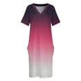 thumbnail image 4 of PETUNIA - Vestido minimalista con bolsillos sueltos y degradado de morado a gris para mujer, ropa de verano 2025., 4 of 7