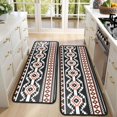 thumbnail image 4 of Kitchen Rugs Sets Of 2,Boho Orange and Black Geometric Ethnic Pattern Anti Fatigue Kitchen Mat Rugs Non Slip Washable,Decorative Kitchen Floor Mats for Kitchen,Sink,Laundry,17"x47"+17"x47", 4 of 5
