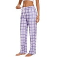thumbnail image 6 of SOOMLON Womens Pajama Pants Comfy Plaid Graphic Pajama Bottoms Adult Loose Warm Winter Lounge Sleepwear Night Pants Drawstring Soft Straight Leg Pants Loungewear with Pockets Purple XL, 6 of 6