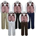thumbnail image 1 of 4pc Boy Suit Set Brown Chocolate Bow Tie Vest Baby Toddler Kid Formal Pants S-7, 1 of 2
