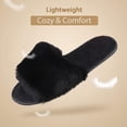 thumbnail image 3 of Women's Fuzzy Faux Fur Foam Flat Spa Slide Slippers Open Toe House Shoes Sandals, 3 of 7