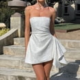 thumbnail image 3 of Women's Strapless Jacquard Mini Dress, Fit and Flare Graduation Party Cocktail Dress, 3 of 6