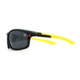 thumbnail image 3 of Mens Lion Shield Emblem 90s Racer Rectangle Wrap Sunglasses Black Yellow, 3 of 4