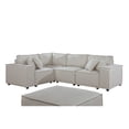 thumbnail image 4 of Contemporary Home Living 8.25' Cream Beige Linen Modular Sectional Sofa with Ottoman, 4 of 4