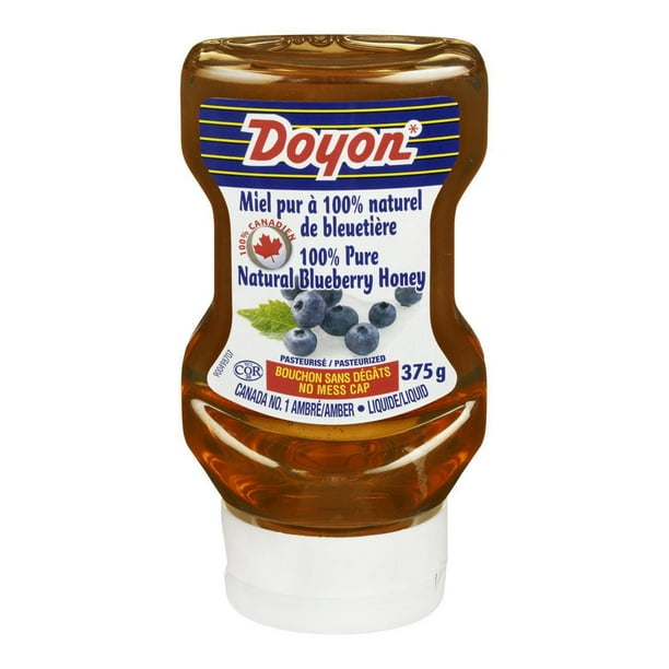 Doyon, Miel Naturel Pur, Myrtille Liquide Ambre, Squeeze à l'envers, 375g 375 g