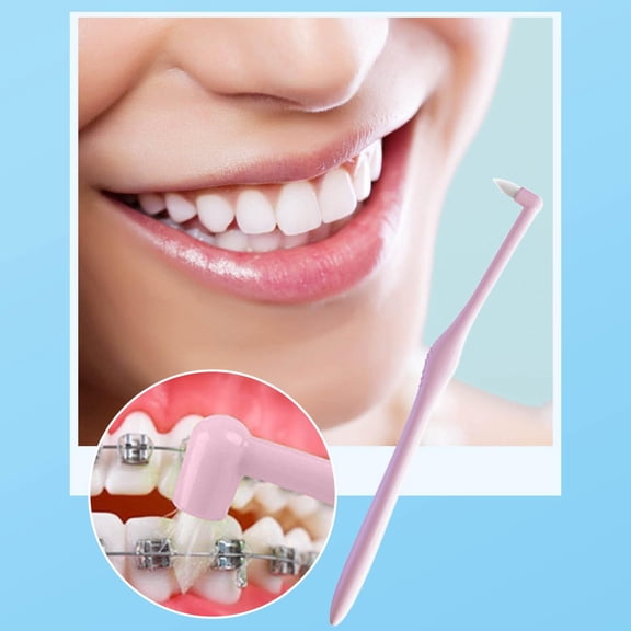 Orthodontic Tufted Interproximal Plastic Brush - Tapered Single-Tip Cleaner for Teens Adults Braces, Aligners & Wisdom Teeth Grooves, Gentle on Gums, Ideal for Plaque Removal, 6.69in, Pink